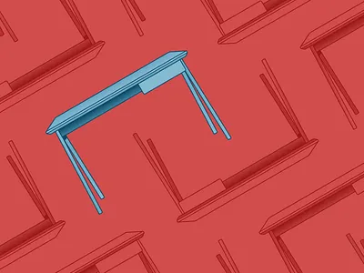 Red Desk blue desk furniture icon illustration red