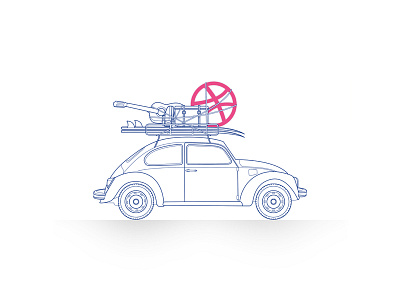 Hello dribbble car design first flat illustration line shot volkswagen vw