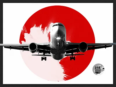 Red Sky airplane constructivism poster transport