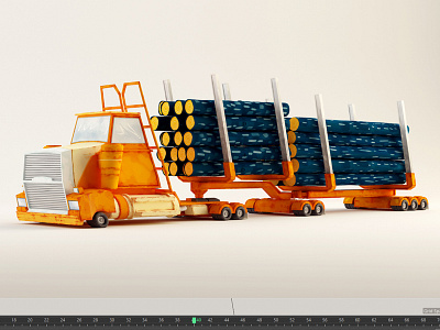 Log Truck Final 3d c4d painterly