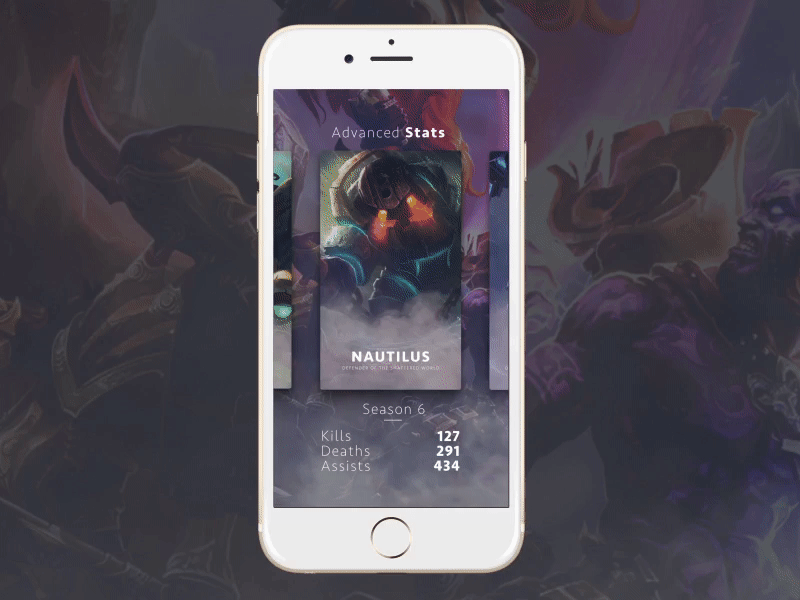 League Of Legends App Concept after effects app concept design motion graphics ui ux