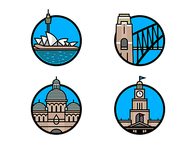 Sydney Landmarks australia building flat icon illustration landmark sydney