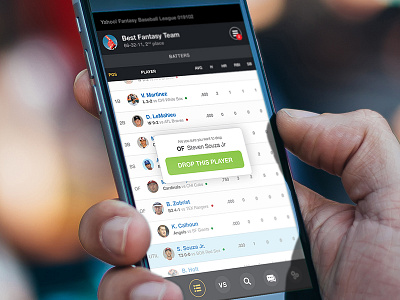 Fantasy Baseball UI app baseball fantasy interface player shot sports ui web
