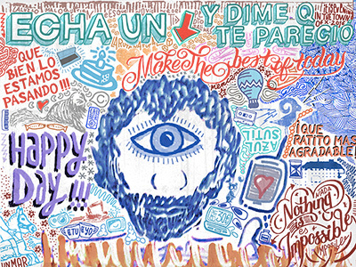 eye eye hadn crawn happy day illustration ojo pattern pencil portrait rough sketch texture