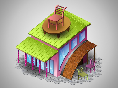 Furniture Shop icon illustrator isometric store vector