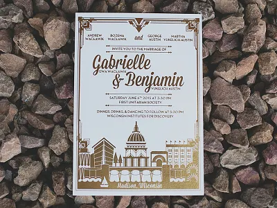 Wedding Invite art deco great gatsby gold geometric invite madison modern pattern wedding wisconsin