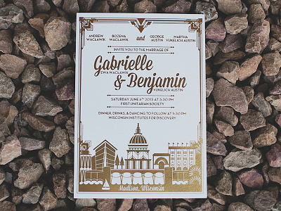 Wedding Invite art deco great gatsby gold geometric invite madison modern pattern wedding wisconsin