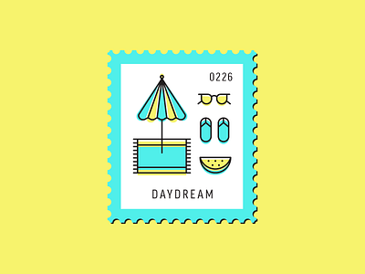 Daydream beach daily postage flat design glasses graphic design icon illustration postage stamp summer vacation vector