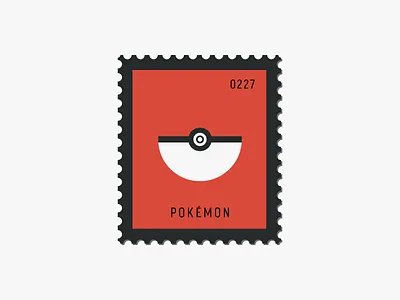 Pokémon daily postage design flat design graphic icon illustration poke ball postage stamp vector