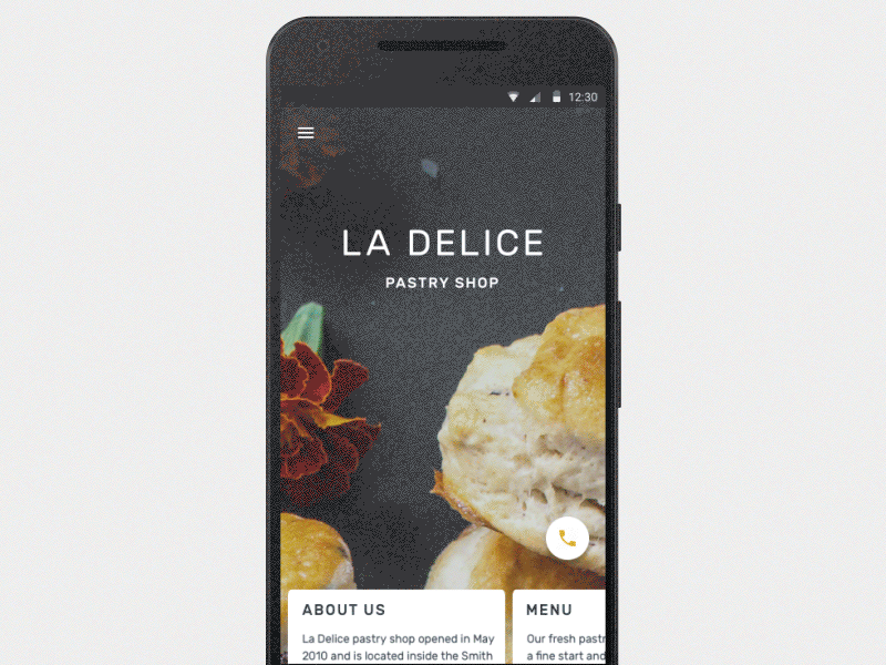 Restaurant app for Android android animation beautiful gallery image layout photography restaurant transition
