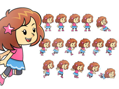 Pinky Girl Game Sprites action adventure android cartoon character endless runner girl ios platform side scrolling sprite sheets vector