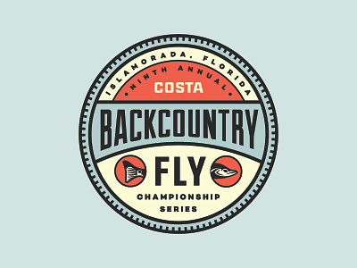 Backcountry Fly Championship Series 2 badge color fish fly identity logo pastel type