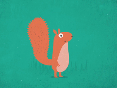 Squirrel animal cartoon flat forest fun gif grass loop nut simple texture