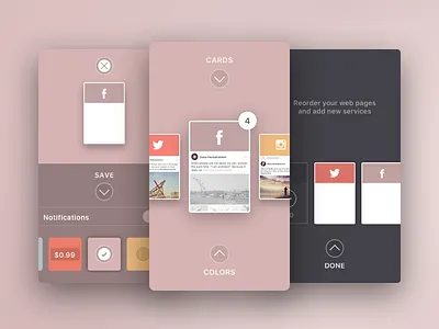 Feedup iOS Preview cards feedup ios iphone shadows social