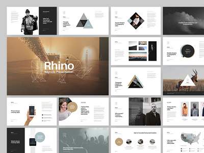 Rhino Keynote Presentation design device flat geometric infographic keynote layout minimal mockup powerpoint presentation slide