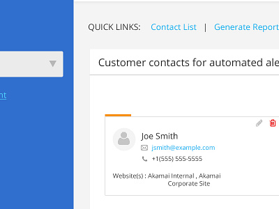 Sneak peek of Contact card admin screen contact card ui ux webapp