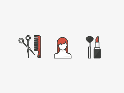 Salon Style comb icon lipstick scissors wig
