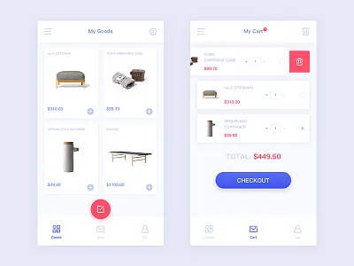 My Goods app bag cart goods iphone shop shopping store ui
