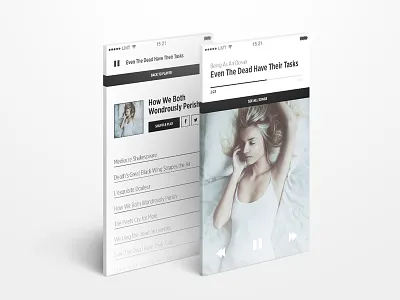 Music player #009 #dailyUI 009 black daily design girl metal music player ui ux white