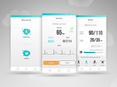 Nuubo app check concept ecg exercise health heart medical sport ui ux