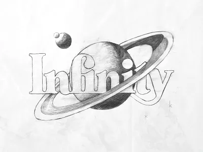Infinty earth hand lettering illustration space infinity lettering pencil planet process saturn sketch sphere type