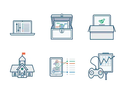 School Licensing Icons access administration albert.io alignment content customize download gamification icons illustration set up vector