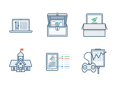 School Licensing Icons access administration albert.io alignment content customize download gamification icons illustration set up vector