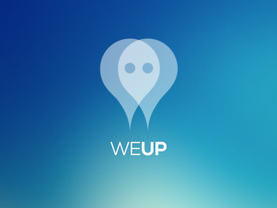 WeUp Logo blue drop gradient logo minimalist pin transparency