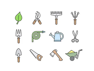 Gardening tools garden gardening icon linear tool vector