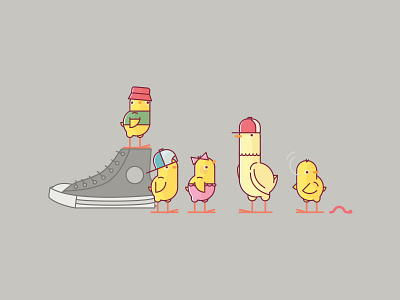 Chicks character design chicks childrens book concept converse cool fatforest illustration vector