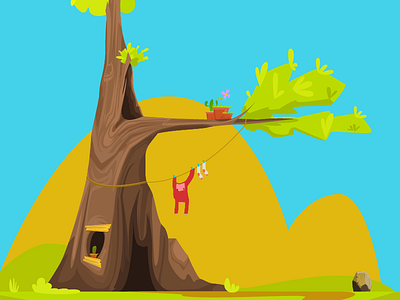 squirrel house for spring animation spring tree vector