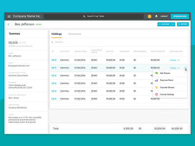 Row Actions app clean dashboard dropdown flat minimal row actions table ui ux web web app