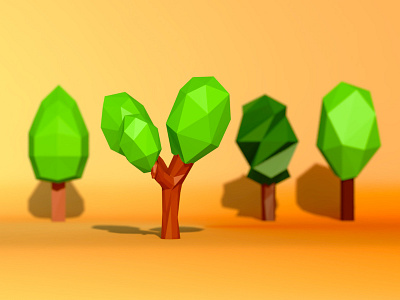 Trees c4d low poly trees