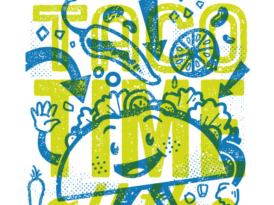 Taco Time branding cartoon halftone illustration screen printing taco