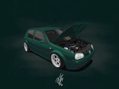 mk4 Golf 2x automotive cars detail golf green illustration jstc mk4 volkswagen vw