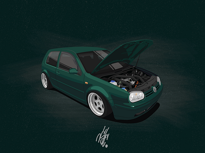 mk4 Golf 2x automotive cars detail golf green illustration jstc mk4 volkswagen vw
