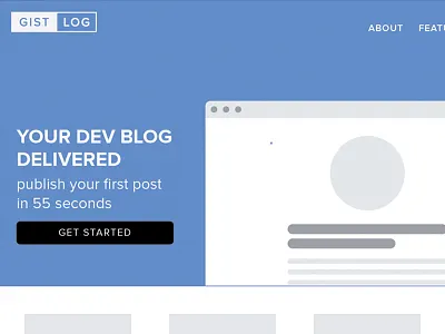Gistlog Landing Page landing page wireframe