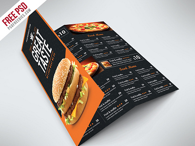 Freebie : Fast Food Menu Trifold Brochure Free PSD brochure psd fast food menu food menu free brochure psd free psd freebie menu design menu templates psd restaurant menu restaurant menu template tri fold menu