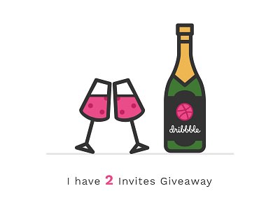 2x Dribbble Invites bottle champagne design dribbble graphic icon invitation invite