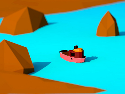 Boat boat c4d low poly