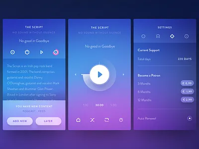 Cassette Inside app modal music patron player profile ui