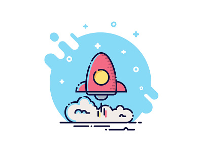 Rocket flat icon line rocket