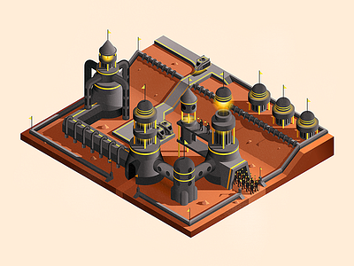 Desert Space Scene WIP buildings illustration illustrator isometric space vector