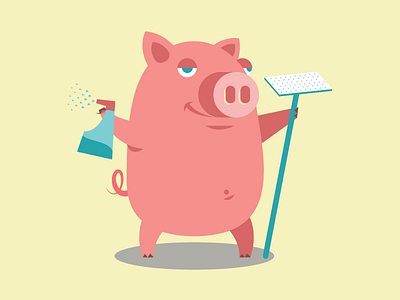 Clean Freak bottle clean flat freak illustration pig spray swiffer