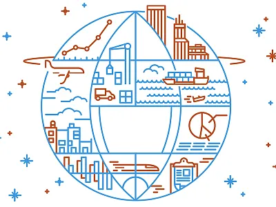 Global Logistics Illustration global globe icon illustration logistics monoline