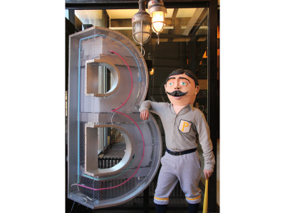 Big Head-Big Letter B art big b face head mask moustache navy yard paper mache pennsylvania philadelphia philly sculpture