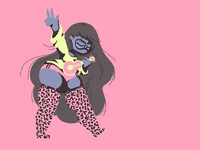 Pear Shaped Girl #4 chubby girl glasses pear playing shaped socks ukulele