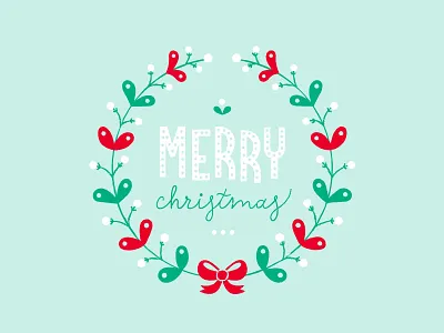 Christmas Wreath bow christmas cute flower hand drawn illustration leaves typography wreath