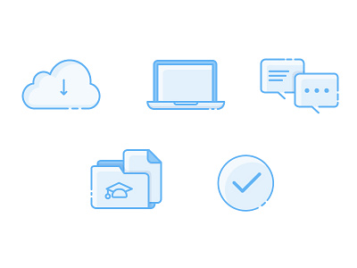 Icons for scientific app chat checkmark folder icons laptop outline outline icons uploading
