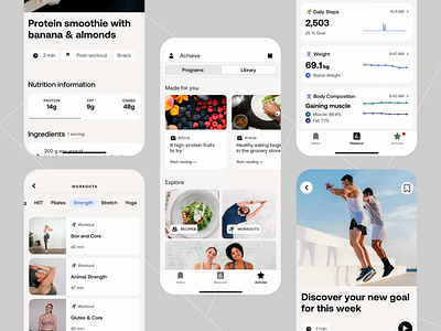 Fitness & Nutrition Tracker App app design design fitness app health interface design meal planner mobile app mobile design nutrition app nutrition tracking personal fitness ui ui design ui ux user experience user interface ux ux design uxui workout